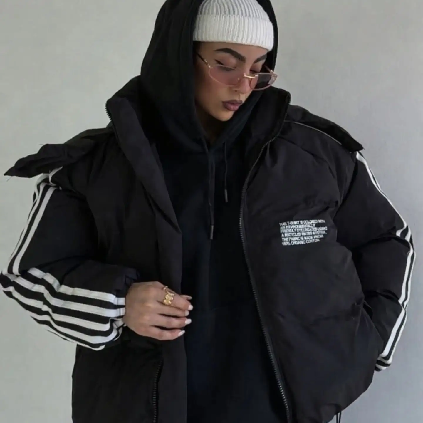 stripe hooded puffer stripe hooded puffer