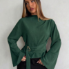 belted wrap blouse