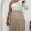 pleated linen skirt