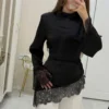 satin lace blouse