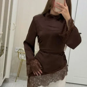 satin lace blouse