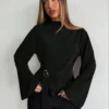 belted wrap blouse