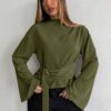 belted wrap blouse